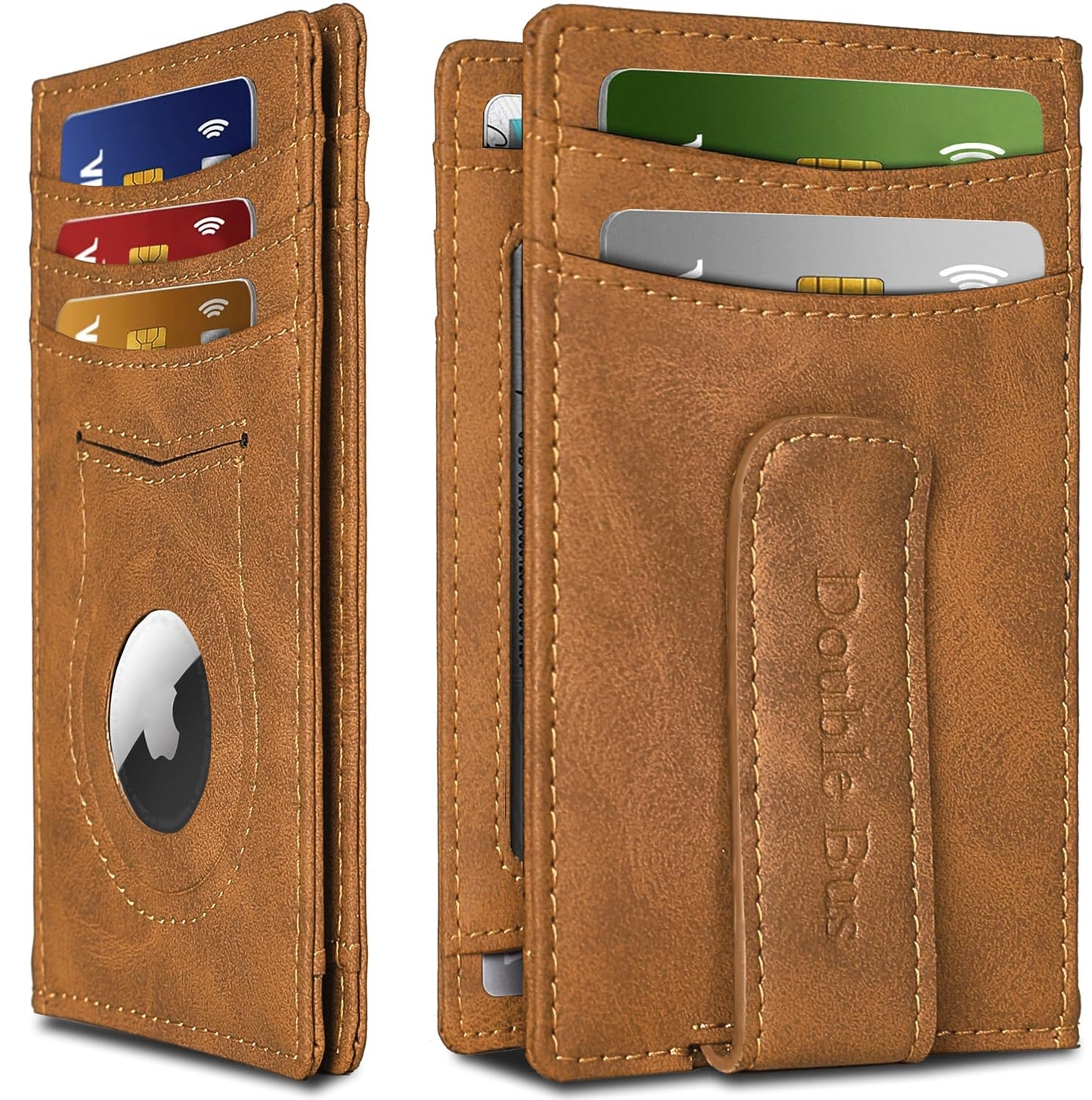 Slim Wallet for Men,RFID Blocking Bifold Credit Card Holder,Thin Minimalist Front Pocket Men's Leather Wallet,Smart Security Carbon Fiber,Small Compact Wallet with Money Clip,Birthday Gift for Men