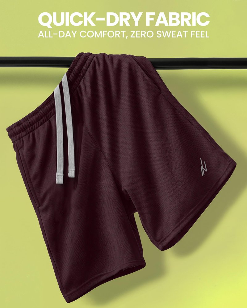 NY Threads Men's Athletic Shorts Quick Dry Loose-Fit Lightweight Running Workout Gym Shorts with Pockets, Large, Burgundy