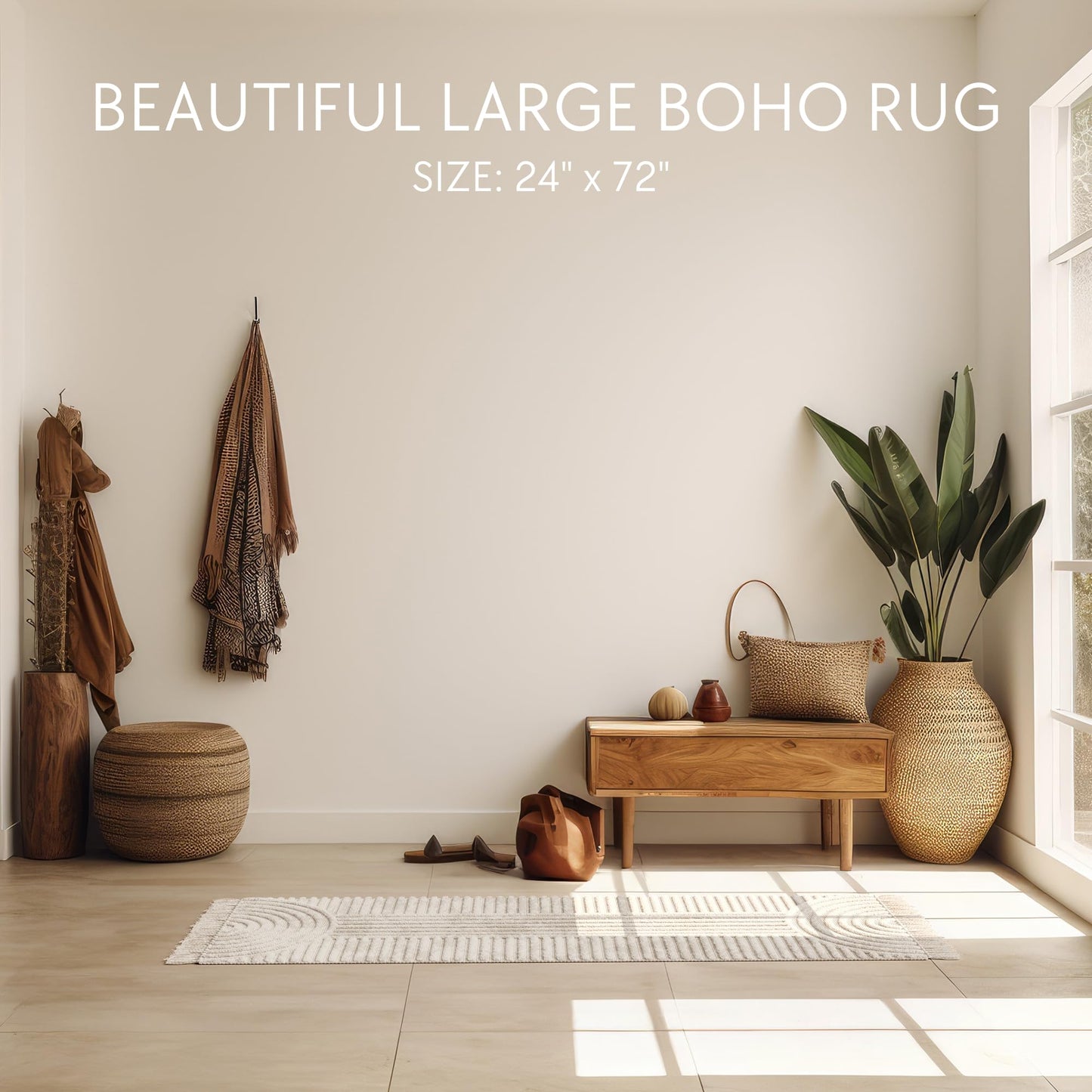 Beautiful 2x6 ft. Boho Runner Rug with Tassels for Your Hallway, Bedroom Or Living Room - Soft Cotton Carpet Fits Perfectly in Any Kitchen/Dining Space - Washable Rug Enhances Any Home Decor