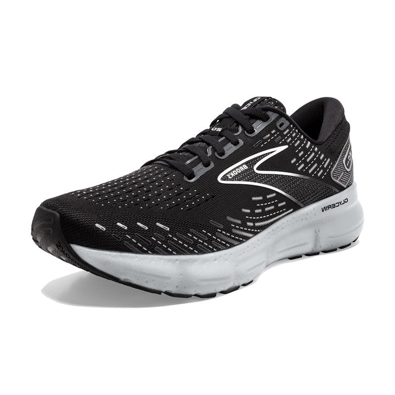 Brooks Men's Glycerin 20 Neutral Running Shoe - Black/White/Alloy - 9 Wide