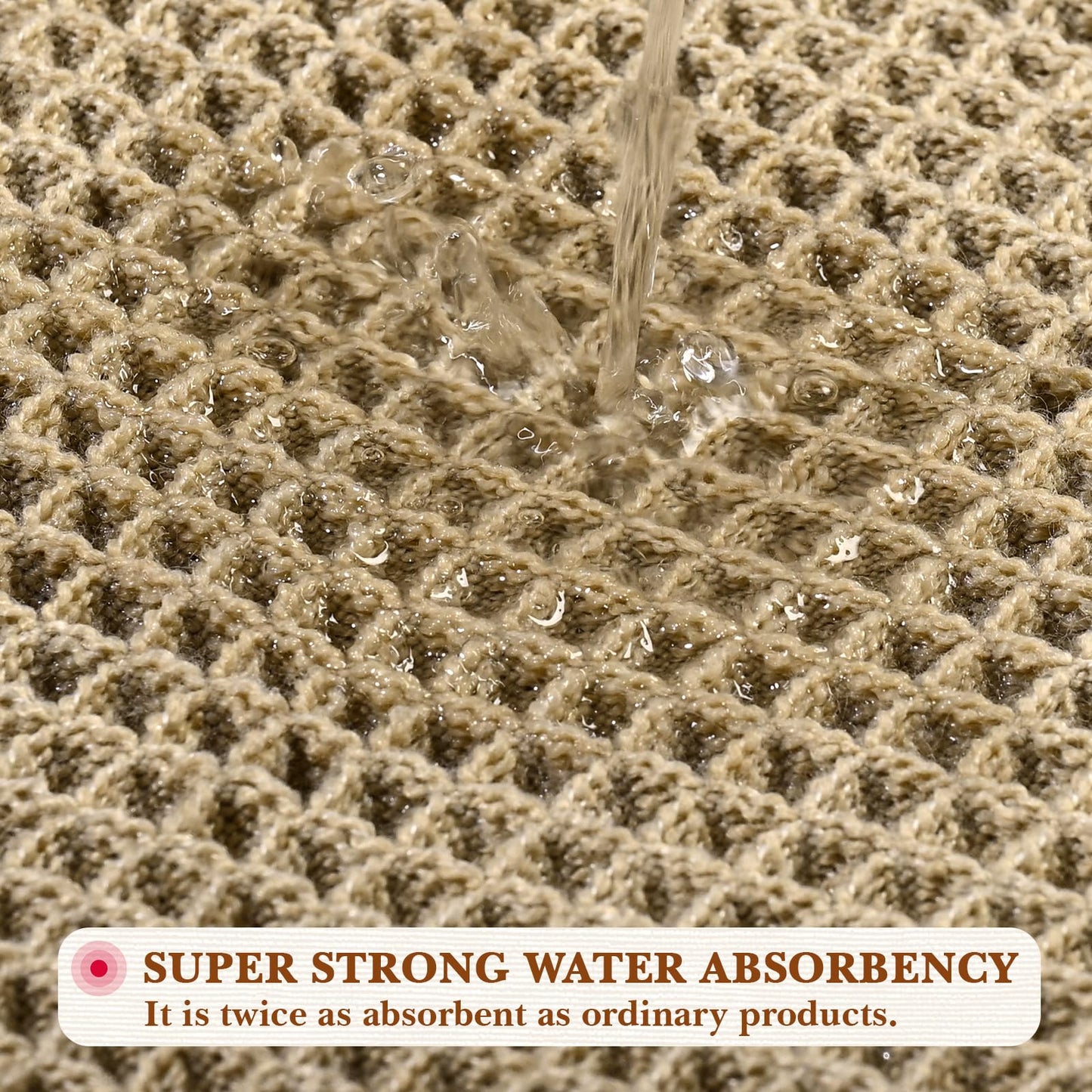 Waffle Bath Mat, Modern Woven Absorbent Non Slip Bathroom Rugs, Machine Washable Bath Rugs, Quick-Drying Bathroom Mats, Boho Tassel Style Suitable For Bathroom Floor, Brown, 24"X17"+36"X24"+48"X24"