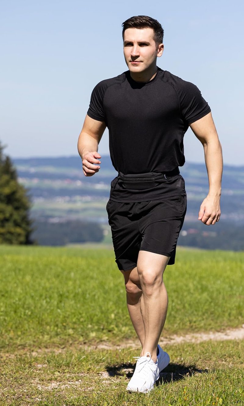 Fitgriff® Running Belt V2 - Slim Fanny Pack & Phone Holder for Jogging | Black, One Size (24.4" - 43.3")