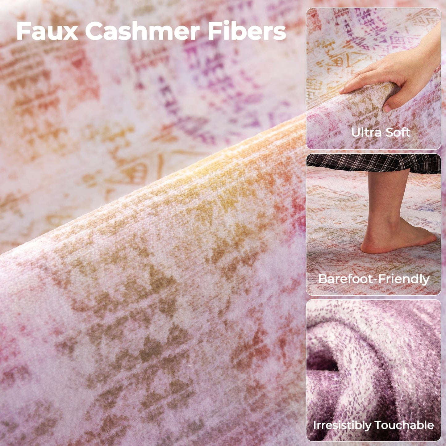 Kokia Abstract 9x12 Area Rugs Living Room Washable Low Pile Non-Slip Indoor Decor Pink Orange Carpet Foldable Stain Resistant Ombre Rugs Bedroom Dining Room, Oslo Liora