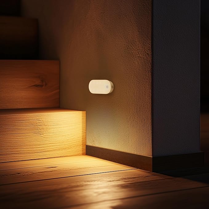Lyridz Rechargeable Night Light with Motion Sensor, 1500mAh Battery Operated Nightlights, Stick-on LED Closet Light, 1-80LM Dimmable Brightness for Bathroom, Kitchen, Stairs, Hallway, 3 Packs
