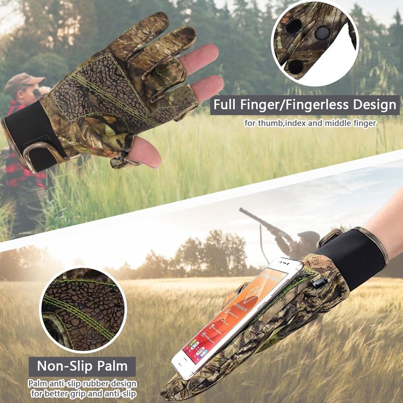 Camouflage Hunting Gloves - Lightweight Anti-Slip Touchscreen Tactical Gear | Full Finger & Fingerless Options for Outdoor Activities