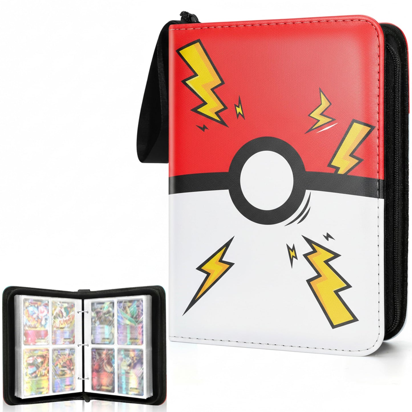 Portable 4-Pocket Trading Card Binder, 400 Pockets with 50 Removable Sleeves, Portable Collector Album with Zipper for TCG, Sport & Game Cards Prime