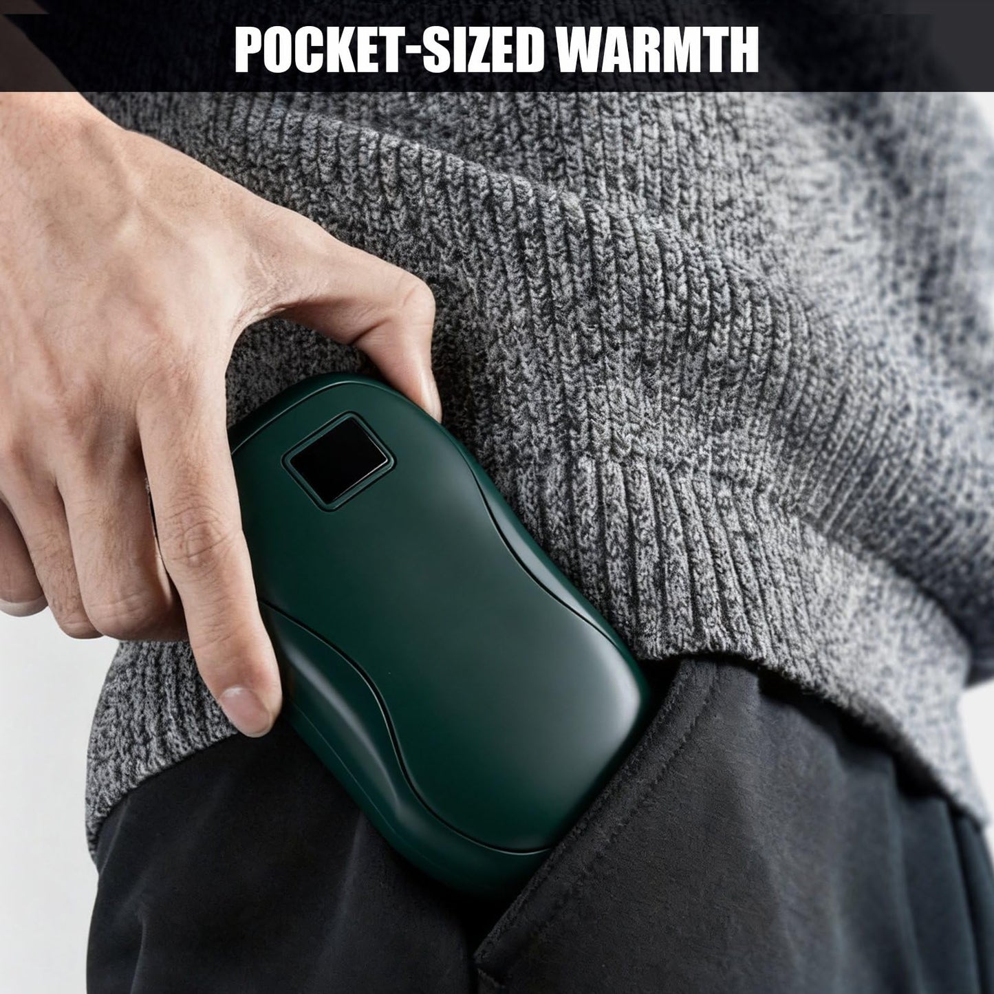 Hand Warmers Rechargeable 2-Pack – AI Electric Pocket Heaters, Fast 131 °F Heat, 18-Hour Warmth, 3-Level Settings, UL-Certified, Ideal for Golf, Raynaud’s, Camping & Gifts for Men & Women Green
