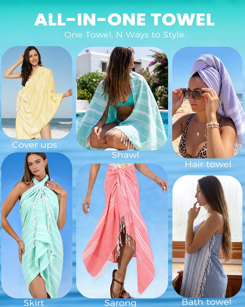 Antfuny Table Runner Boho Rustic, Turkish Beach Towel, Quick Dry, Sand Free, Extra Large Bath Towel, Lightweight for Adult Pool, Beach, Travel, Sandproof, Cute Compact Men Women Birthday Gifts