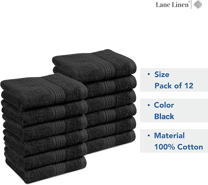 LANE LINEN Washcloths 12 Pack