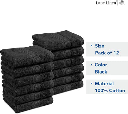 LANE LINEN Washcloths 12 Pack