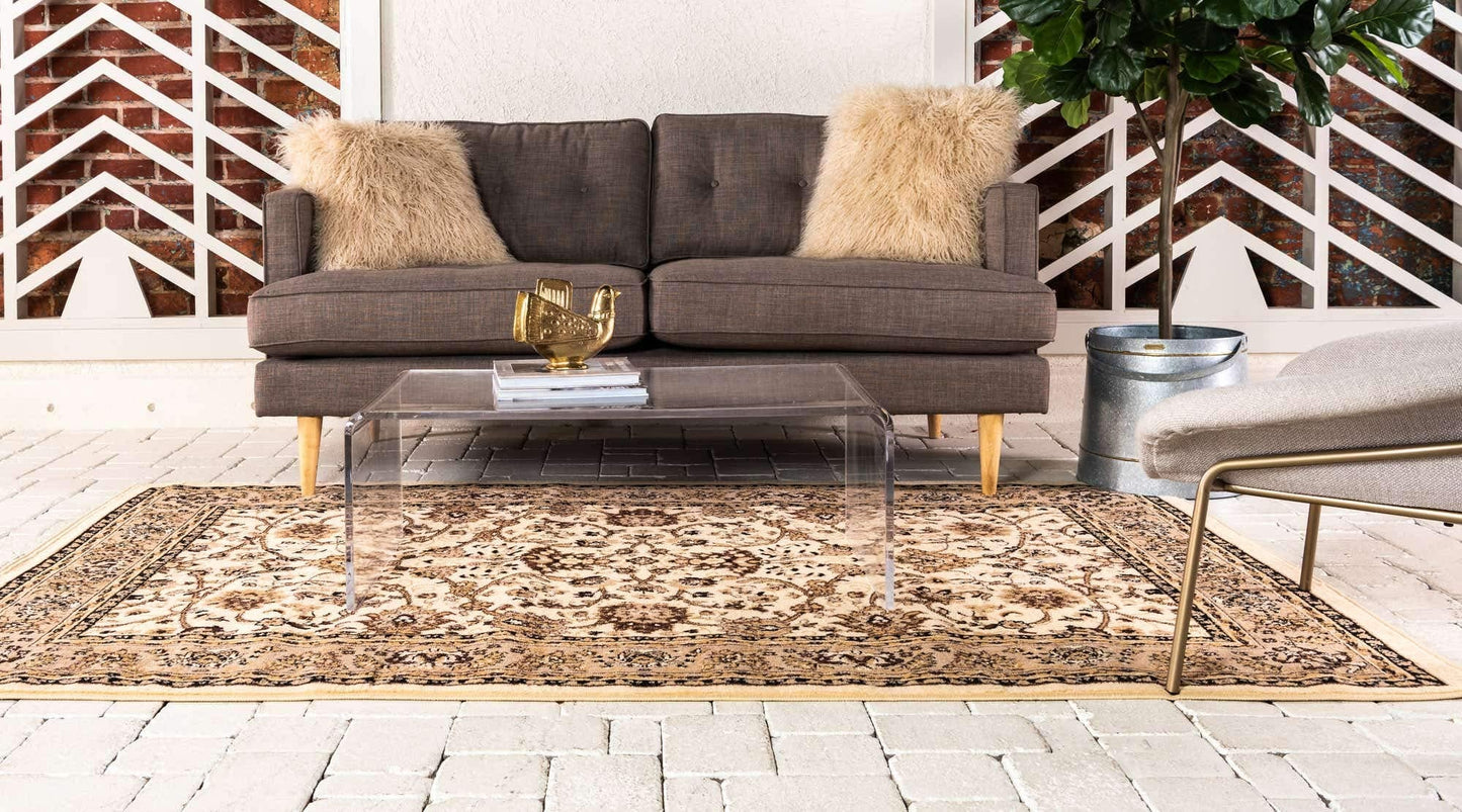Unique Loom Sialk Hill Collection Area Rug - Washington (5' 3" x 8' Rectangle Ivory/Black)