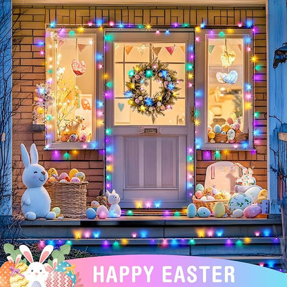 JMEXSUSS 400 LED Easter Lights Plug in, 132ft Multicolor Easter Lights String with Remote, Colorful String Lights for Bedroom Tree Room Party Easter Decorations