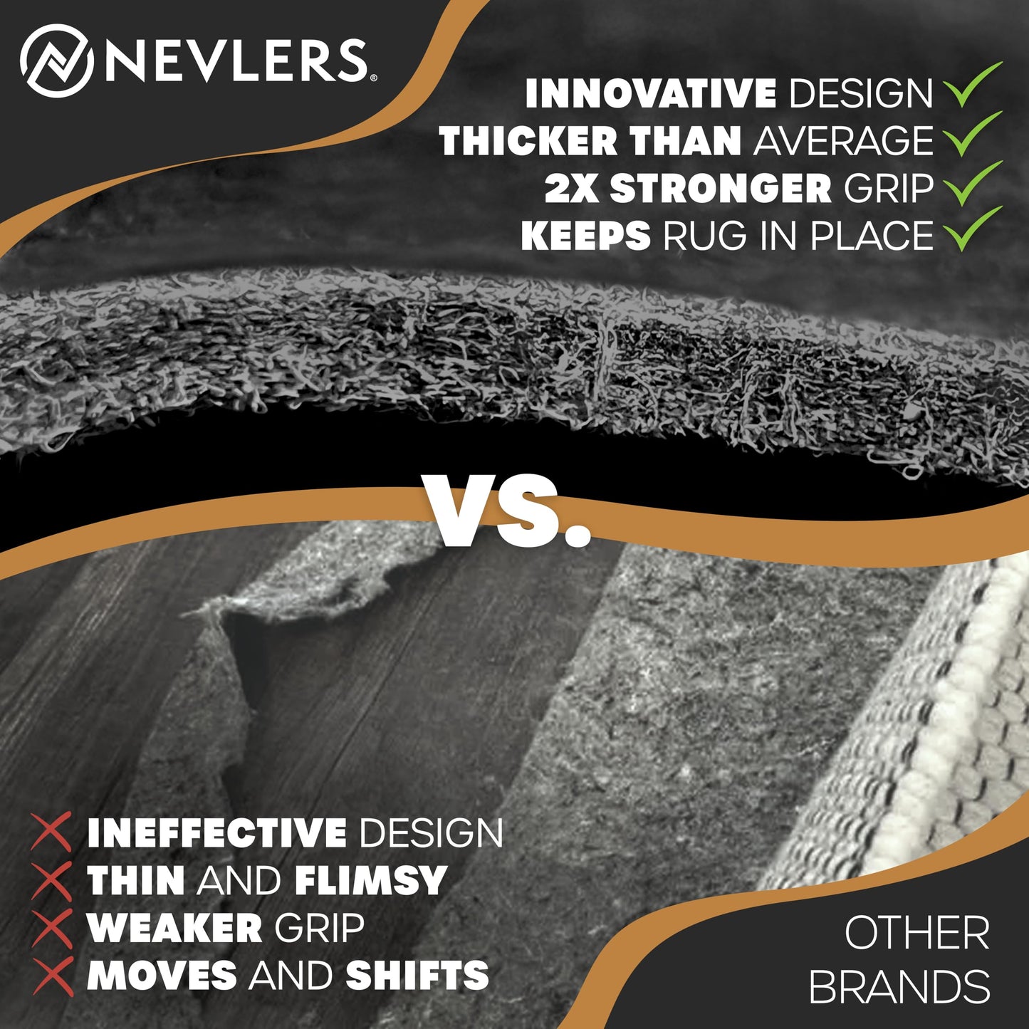 Nevlers 4 Ft x 6 Ft Felt TPO Non Skid Rug Pad & Carpet Pad 1/4" Thick