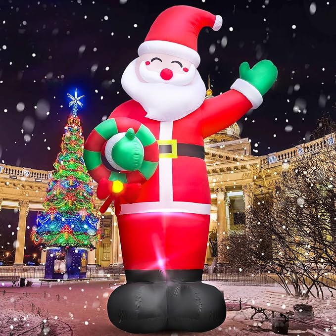 Danxilu 20 FT Giant Christmas Inflatables Santa Claus Outdoor Decoration, Huge Santa Blow Up Yard Decorations Built-in LED Lights with Blower Xmas Decor for Holiday Party Home Lawn Malls Squares