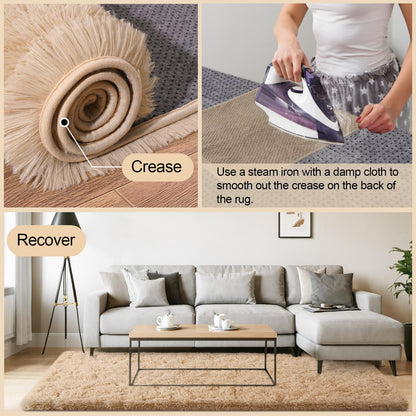 Mugorn 8x10 Area Rugs for Living Room, Large Fluffy Rugs for Bedroom, Soft Carpet Shag Kids Room Rug, Non-Slip Fuzzy Rugs Indoor (Light Tan, 8ft x 10ft)