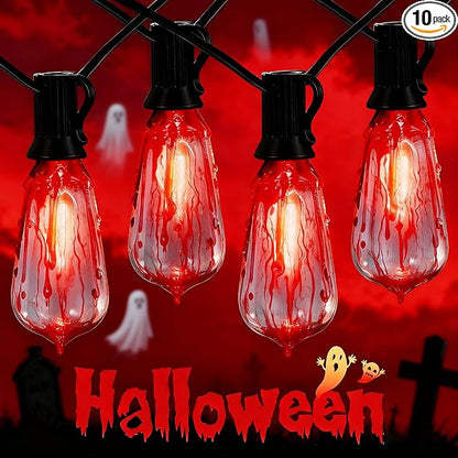 Abeja Flicker Flame String Lights - 10Ft Outdoor Decorations with 10 Flicker Flame Bulbs, Hanging Lights for Patio and Party, Black Wire