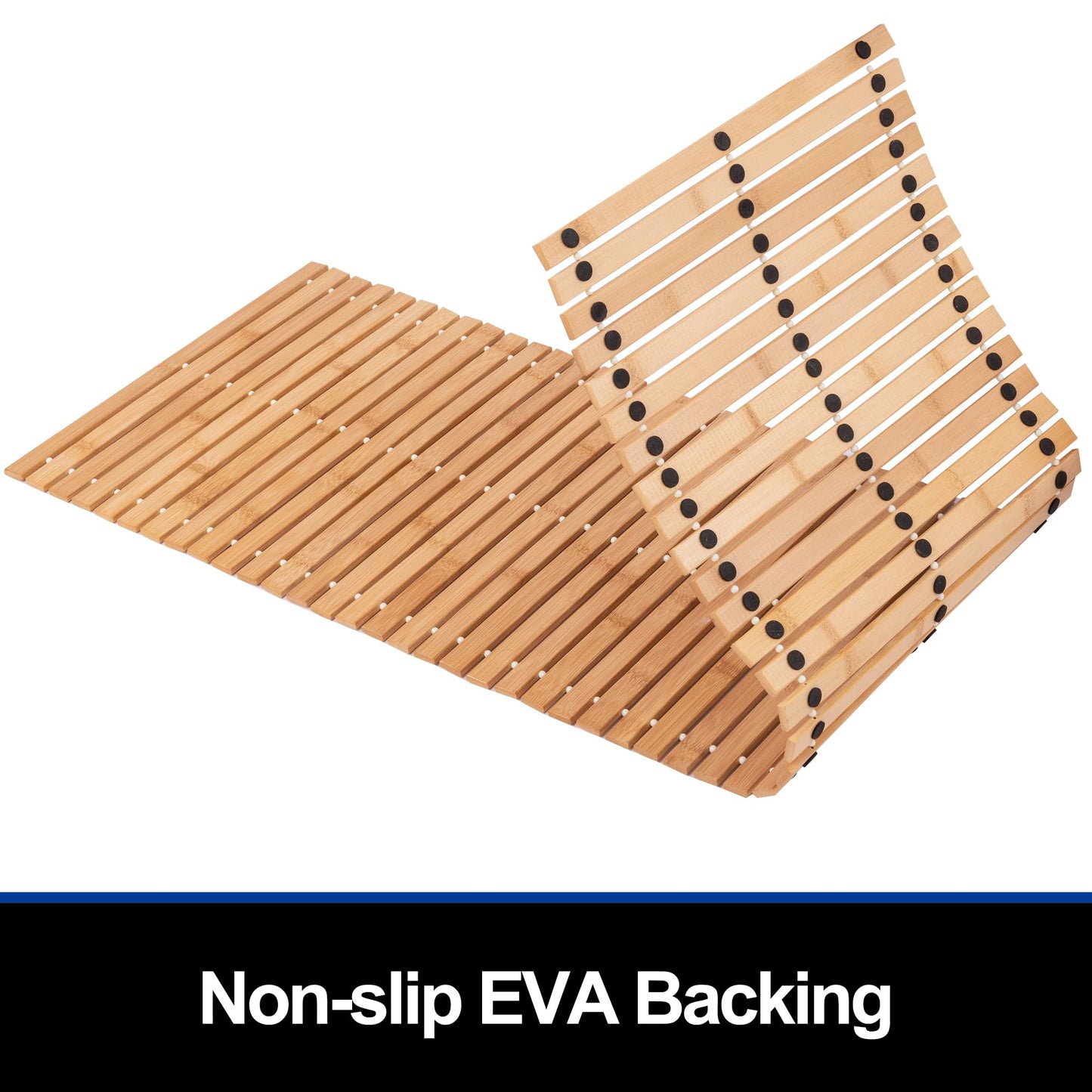 Bamboo Bath Mat Bathroom Runner Long Large Rugs Floor Wood Shower Bathtub Waterproof Non Slip Accessories 16x48 Inch Easy to Clean, Natural Bamboo, 1 pc