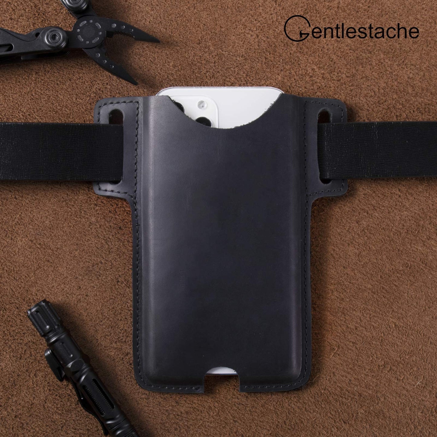 Gentlestache Leather Phone Holster, Cell Phone Case, Belt Loop Leather Pouch Sheath for Phone14 Pro Max/13 Pro Max, Galaxy S22 Ultra/S22+