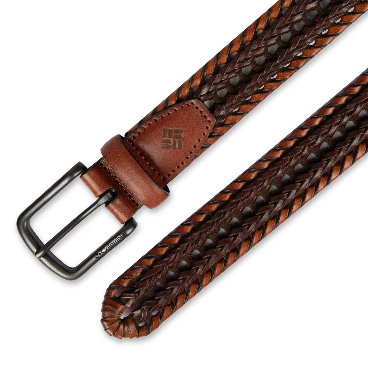 Columbia Men's Fully Adjustable Lace Braid Belt, Cognac, Small
