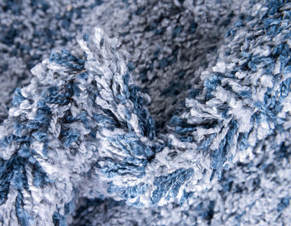 Rugs.com Athena Shag Collection Rug – 8' Square Blue Shag Rug Perfect for Living Rooms, Kitchens, Entryways
