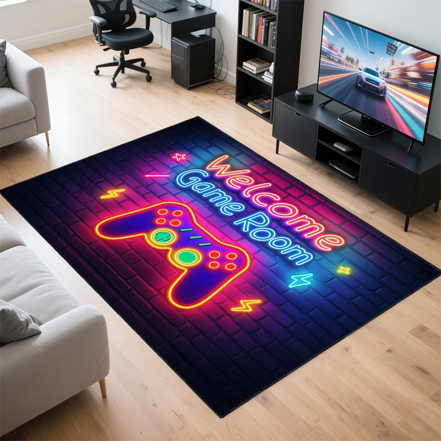 Gaming Rug for Room,3'x5' Gamer Rugs with Non-Slip Backing,Game Room Carpet for Bedroom and Livingroom Decor