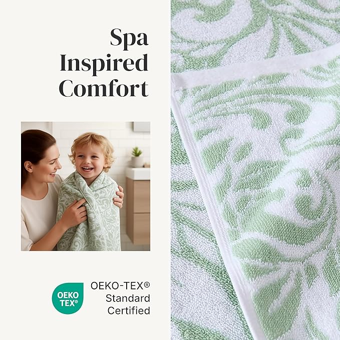 Modern Threads Trefoil Filigree 6-Piece 100% Cotton Towel Set – Reversible Yarn