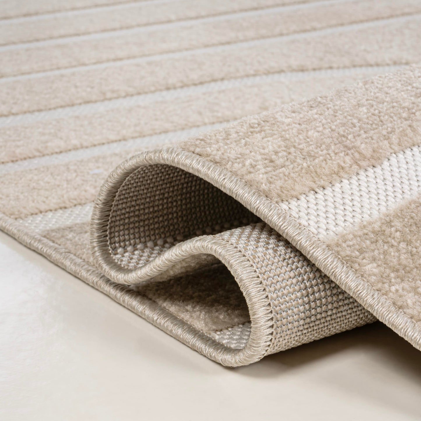 JONATHAN Y High-Low Arch Stripe Two-Tone Beige/Cream 2x8 Indoor/Outdoor Runner Rug, Anders MidCentury Modern, for Patio, Backyard, Living Room, Bedroom, Office, Hose-Washable (SCN107C-28)