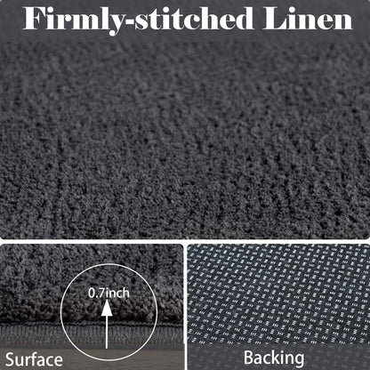 QDUIDU Runner Rugs for Bedroom Living Room, 2x6 Feet Ultra Soft Dark Grey Runner Rug Thickened with Memory-Foam, Solid Modern Minimalist Carpets for Home Decor, Non-Slip and Comfy Bedside Hallway Rug