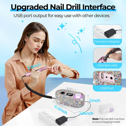 40000RPM Electric Nail File Drill Professional Kit, Drill Machine with LCD Display, Manicure Pedicure Polishing Acrylic Gel Nail Grinder for Salon, Home Use