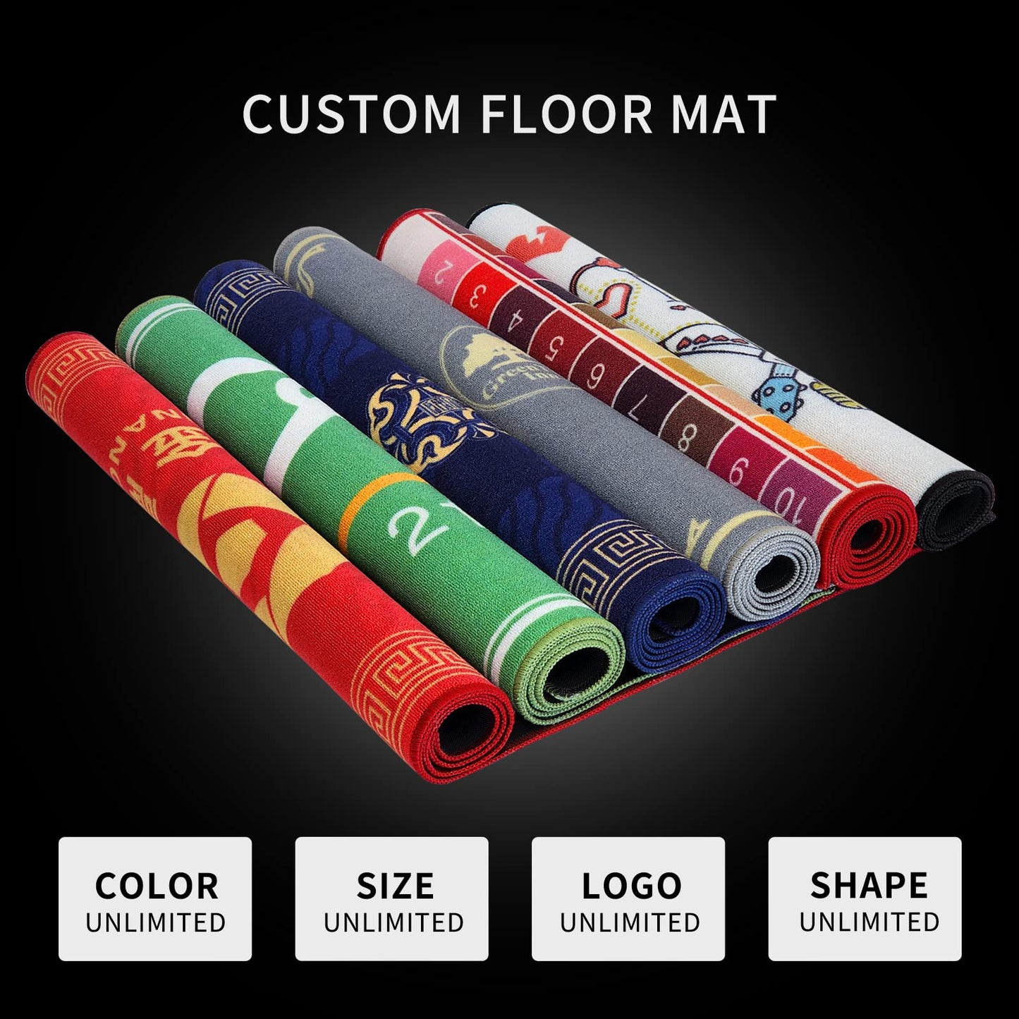 MAOVOT Custom Door Floor Mat Customized Design Logo Doormat Commercial Entrance Mat with Non-Slip Rubber Backing Fabric Border Indoor Outdoor Doormat 2' x 3' 7mm Thick