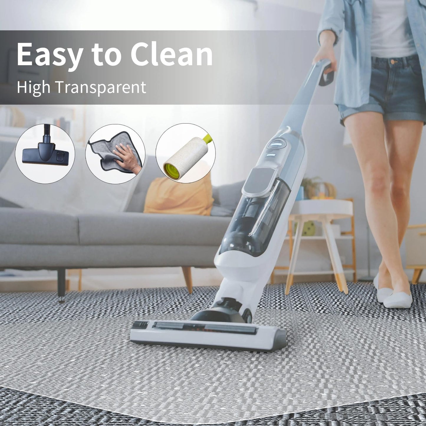 Office Chair Mat for Carpeted Floor, 63"x51" Clear Desk Mat for Carpet Large Protector Floor Mat On Low Pile Carpets, Easy Glide Rolling Plastic Floor Mat, Computer Chair Mat for Home Office