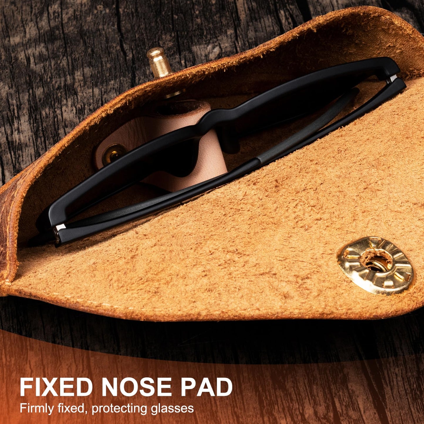 RMAWRAD Real Leather Glasses Case Handmade Cowhide Vintage in Sunglasses Nearsighted Glasses reading glasses Pouch Designed Travel Anti-Crush Lanyard for Men and Women Brown