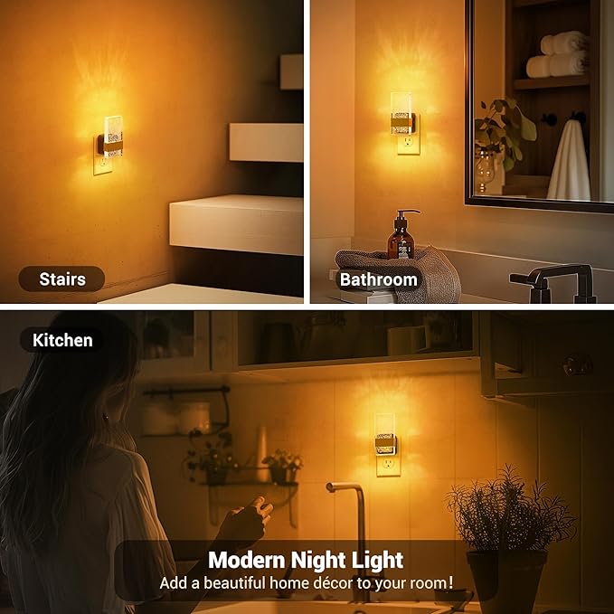 JandCase Night Lights Plug into Wall, Dusk to Dawn Sensor, Acrylic Bubble Design, 0-100lm Adjustable Brightness, for Bedroom, Bathroom, Living Room, Hallway