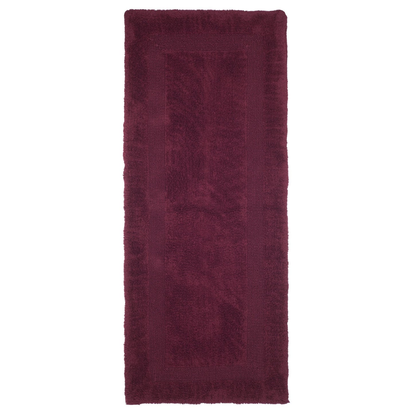 Lavish Home Reversible Long Bath Mat - 60x24-Inch Plush Cotton Bathroom Runner - Machine Washable Bath Mats for Bathroom, Kitchen, or Laundry Room (Burgundy)
