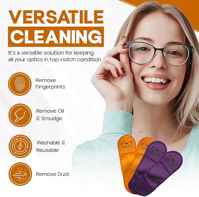 Eyeglass Cleaner Cloth 4 Pack, Eye Glasses Cleaner Wipes, Lens Cleaner