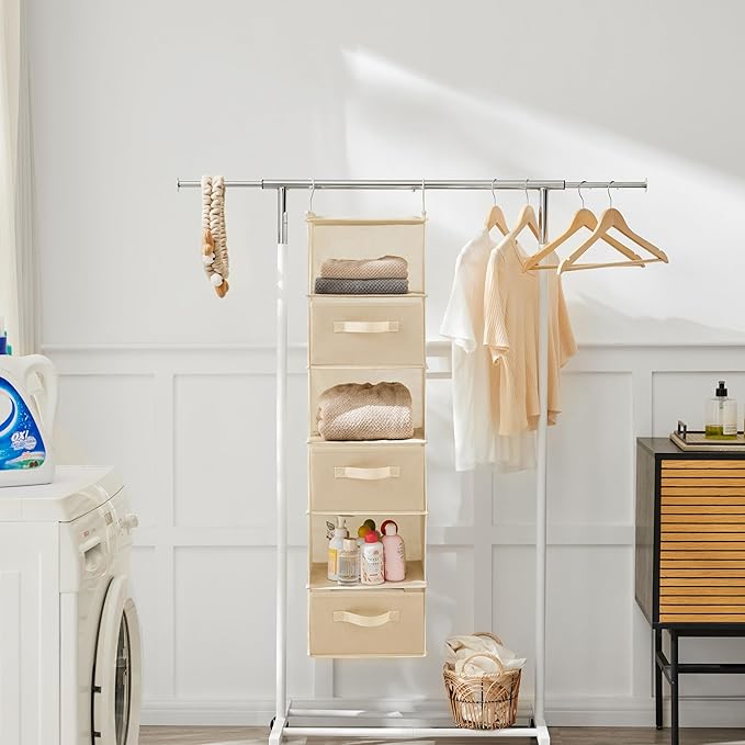 MAX Houser 6 Tier Shelf Hanging Closet Organizer, Closet Hanging Shelf