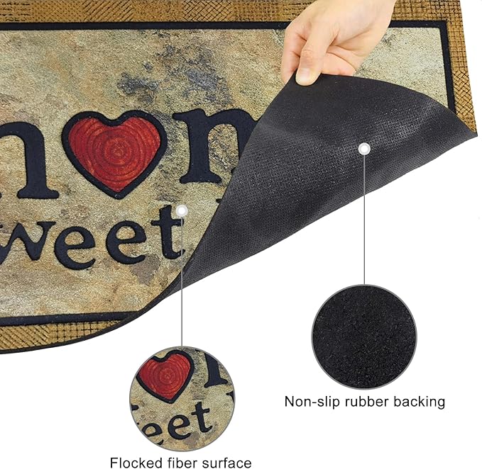 CHICHIC Door Mat Welcome Mat 17x 30 Inch Front Door Mat Outdoors for Home Entrance Outdoors Mat for Outside Entry Way Doormat Entry Rugs, Heavy Duty Non Slip Rubber Back Low Profile, Ink Home