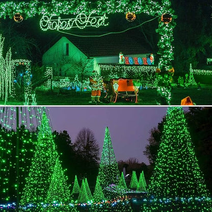 2 Pack 480 LED Solar Chrismas Lights Outdoor, 170 FT Super Long Solar String Lights for Outside with 8 Modes & Memory Function, Waterproof Twinkle Light for Xmas Tree Yard Party Decorations (Green)