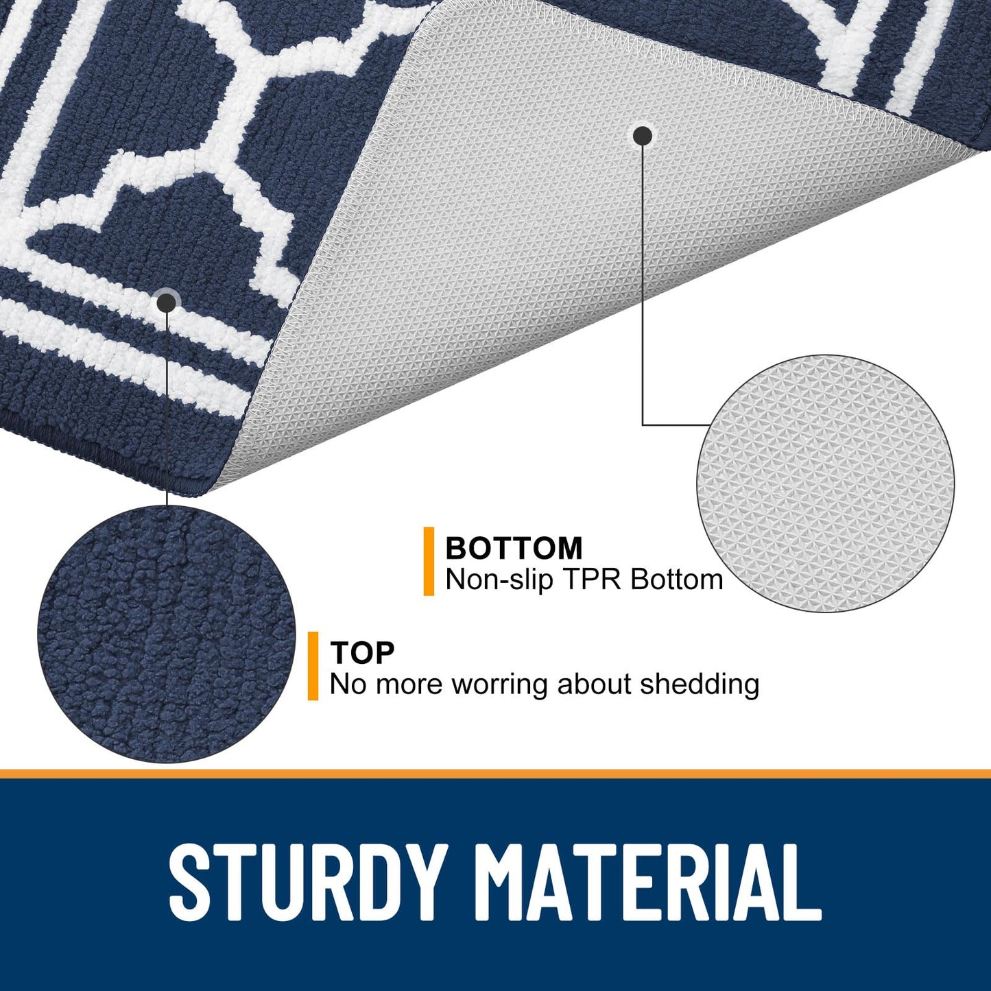 Buganda Indoor Door Mat, Dirt-Resistant and Absorbent Doormat, Anti-Slip, Low Profile Floor Mats for Inside Entryway, Front, and Back Door Entrance (32x20 Inches, Navy Blue)