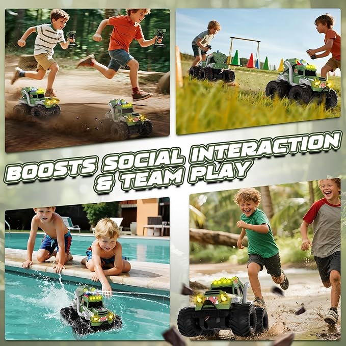Remote Control Car Waterproof Monster Truck Toys RC Cars for Boys 1:18 Amphibious 4WD All Terrain Off-Road Pickup Toy Trucks Christmas Birthday Gift Boys Girls Kids Ages 6 7 8-12 Years Old