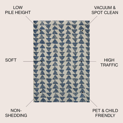 JONATHAN Y Aisha Moroccan Triangle Geometric Cream/Navy Indoor Area Rug, 8x10, Contemporary, Modern, Easy-Cleaning for Living Room, Bedroom, Kitchen, Pet Friendly, Non-Shedding (MOH206D-8)