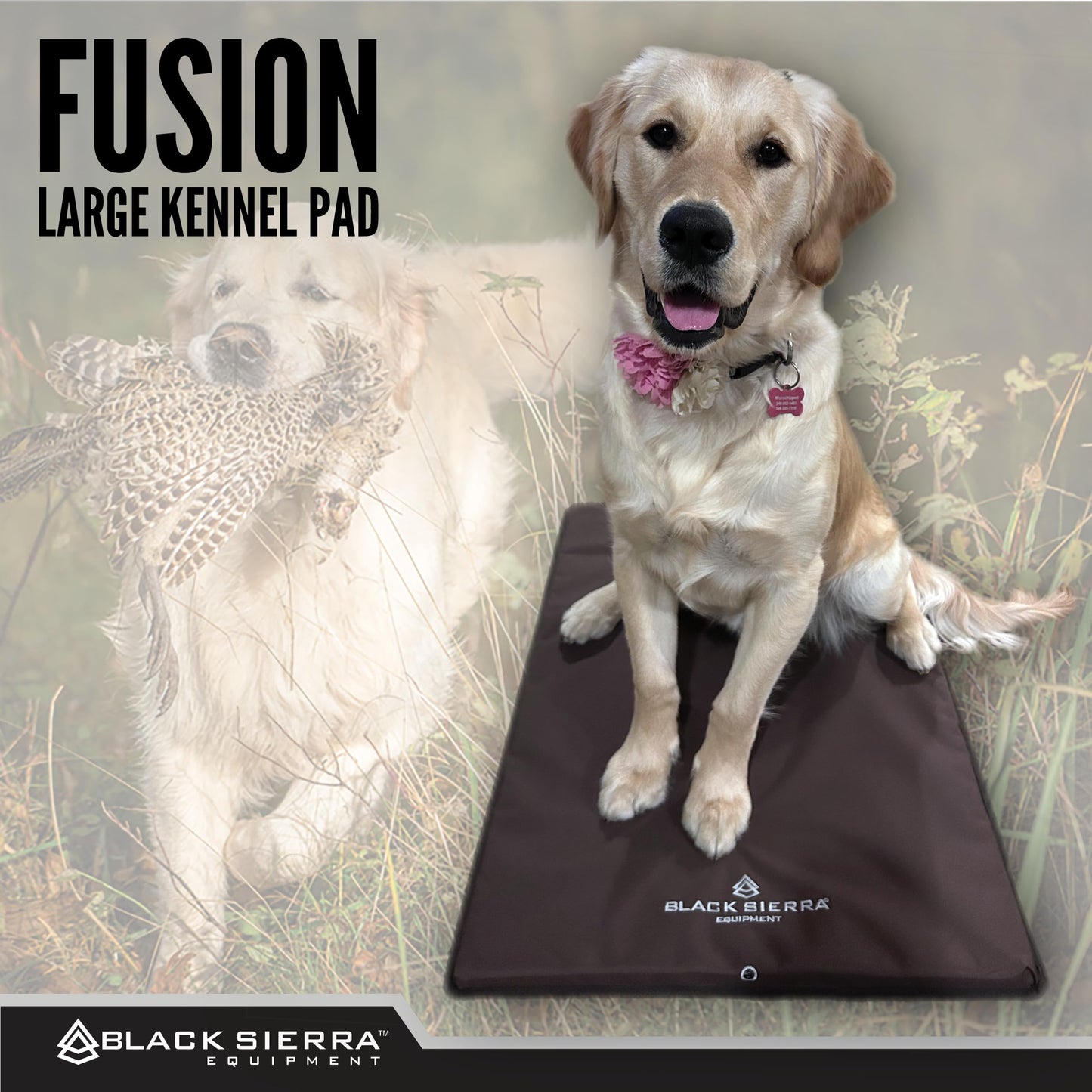 Black Sierra Large Dog Kennel Pad, 1 Inch Thick Padding Measures 30" x 18", Water Resistant Crate Cushion for Hunting or Travel, Durable and Slip Resistant Pet Bedding Mat