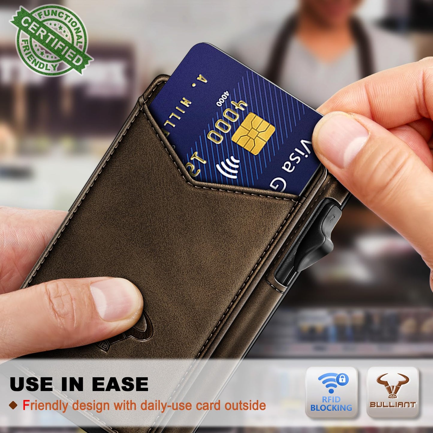 BULLIANT Men Wallet,Magnetic Metal Wallet Money Clip 9Cards Pop-up Access RFID Blocking