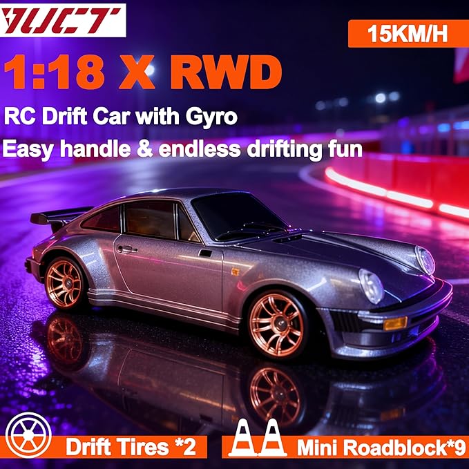 YUCT LDRC 1/18 Scale RC Drift Car RWD Drifting with ESP Gyro Posche 911 Model Car with Alloy Shell for Adults LD1898 Purple