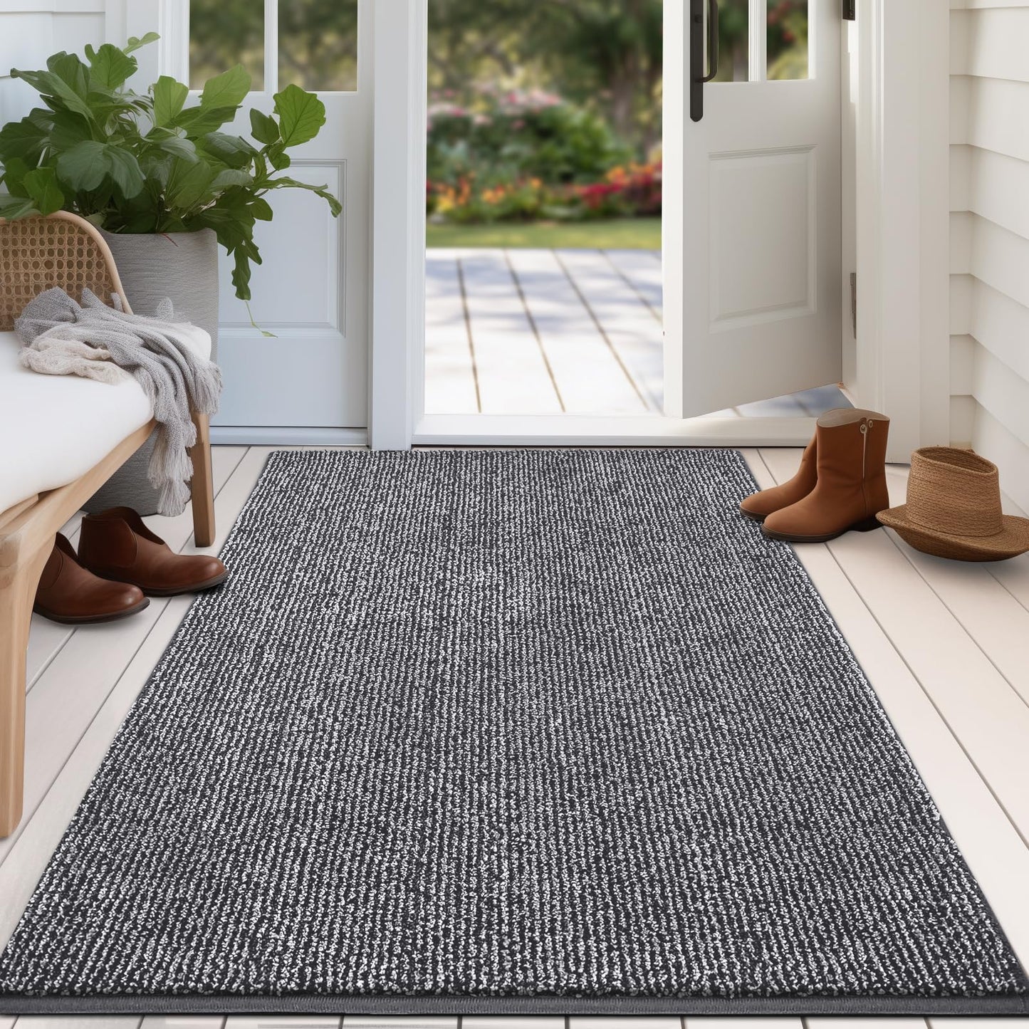 DOMUSTEX Washable Entryway Door Rug 34" x 60", Non Slip Kitchen Rug for Floor, Absorbent Entrance Runner Rug for Bedroom, Living Room, Dining Room (Roll Packing)