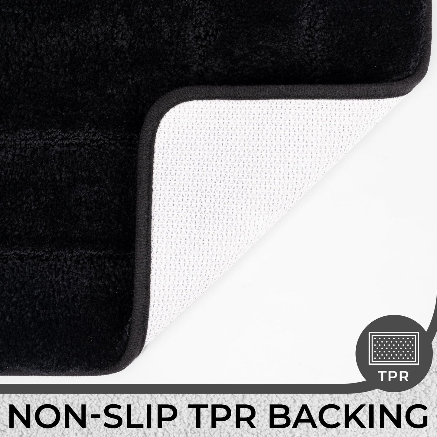 GRANNY SAYS Bathroom Toilet Rugs U Shaped, Bath Mats for Bath, Bathroom Rugs Non Slip Washable, Absorbent Microfiber Toilet Mat, Soft Plush Shaggy Bath Carpet, 20" x 24", Black