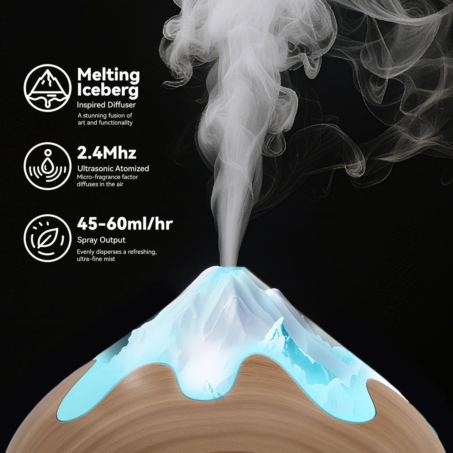 Essential Oil Diffuser for Home 500ML, Ultrasonic Large Diffuser Oil Machine with Remote Control, Aromatherapy Diffusers for Home Office Room, Aroma Diffuser with 14 Color LED & 2 Mist Mode, Brown