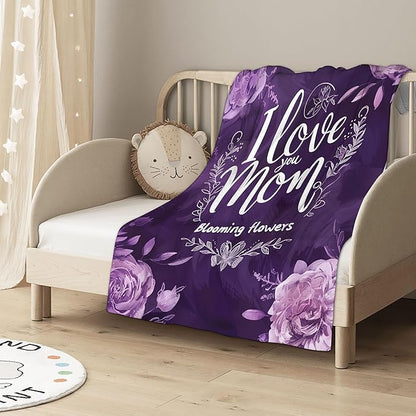 Throw Blanket, Vintage Purple Roses Throw Blankets for Adult Kids Boys Girls, for Mom Bed Couch Sofa 50x60 Inches
