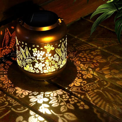 Hummingbird Solar Lanterns Outdoor Hanging, Waterproof Metal Solar Lights Outside for Garden Porch Yard Patio Pathway Tabletop Landscape Decor, LED Lantern Gifts for Women Mom Grandma