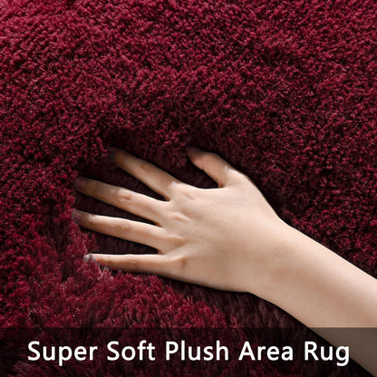 Pettop Fluffy Burgundy Rug for Bedroom Living Room, 3x5 Feet Super Soft Shaggy Plush Fuzzy Rugs for Girls Kids Boys, Non-Slip and Washable Rug for Nursery Classroom, Carpet for Rooms Decor